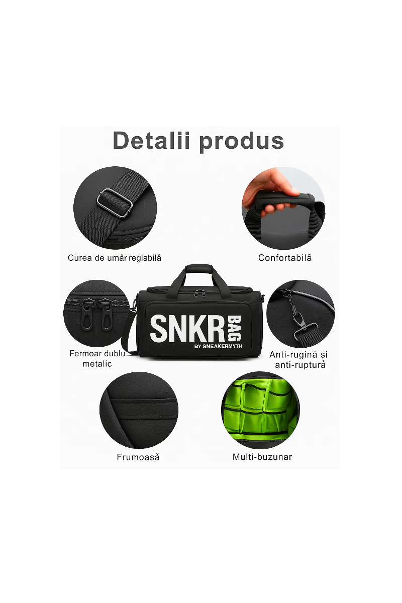 Geanta sport tip duffle XL, compartimentata, pentru sala si calatorii, cu spatiu pentru incaltaminte
